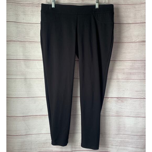 Luxe Slims Black Ankle Leggings Collant Sans Pieds Faux Pockets Size L (14-16) - Picture 1 of 14